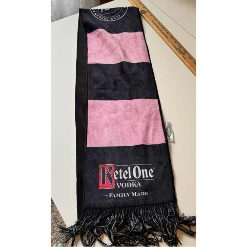 Ketel One Vodka Scarf Black Pink Striped Logo Fringe Winter Wrap